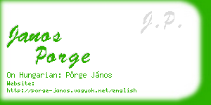 janos porge business card