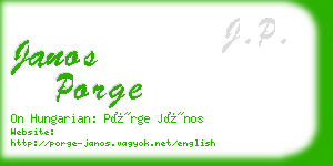 janos porge business card